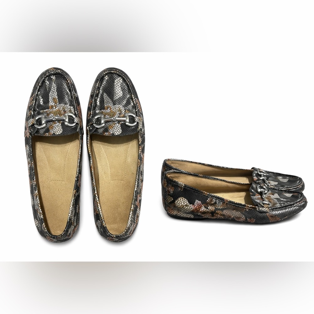 A2 By Aerosoles Black and Brown Patterned Loafers